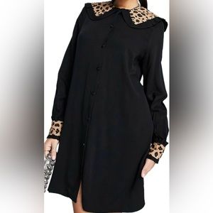 Never Fully Dress contrast LeopardCollar Mini Dress | M